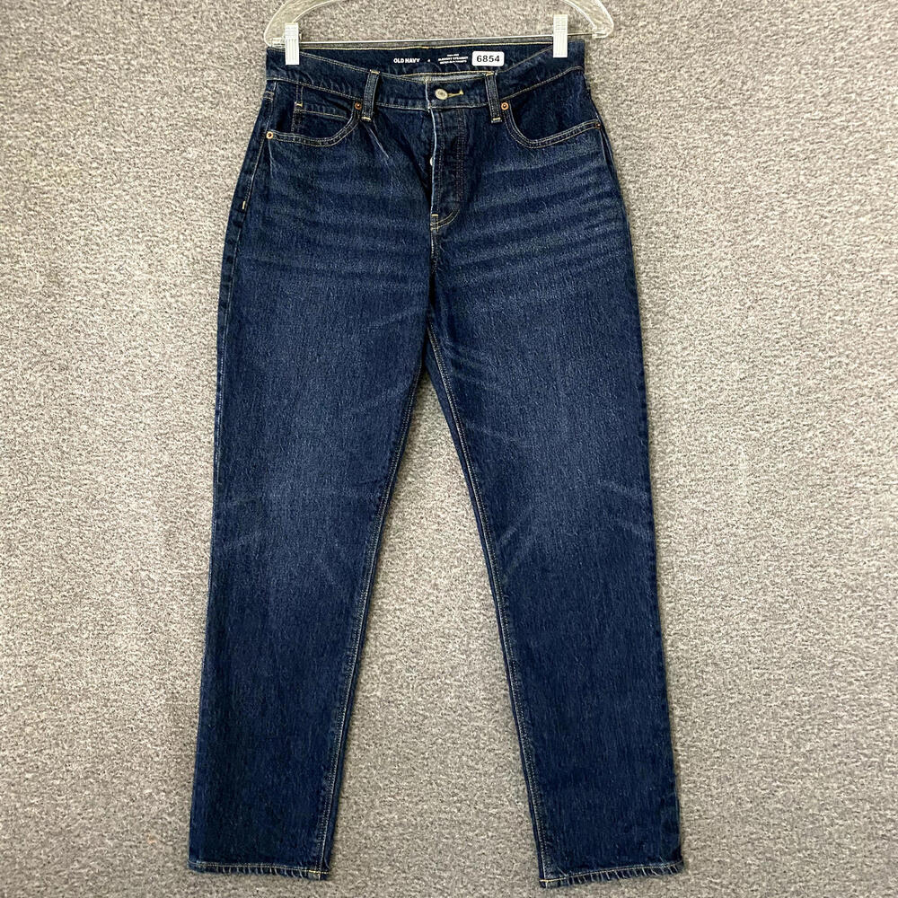 Old Navy Women’s Size 4 Dark Wash Blue High Rise Slouchy Straight Leg Jeans
